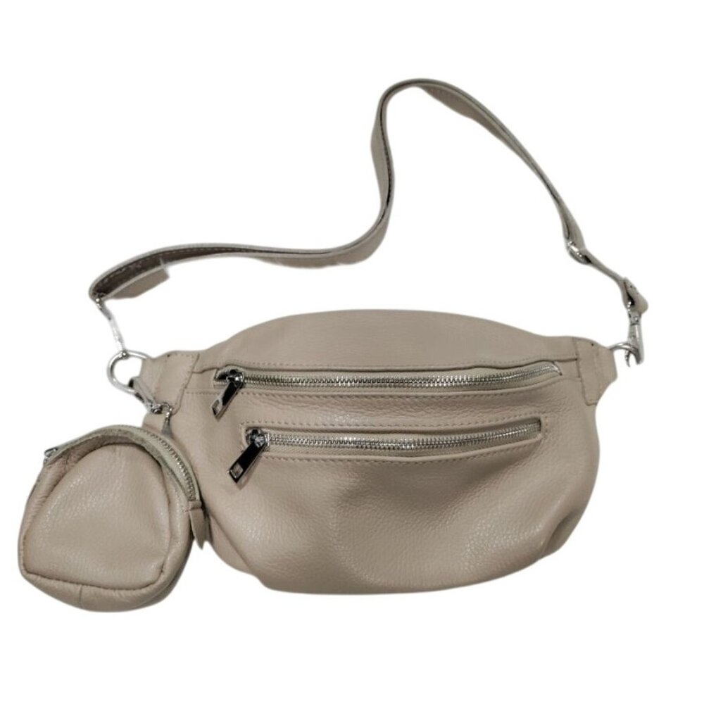 Borse In Pelle Pebbles Leather Crossbody Bag With Coin Purse Fanny Pack, Beige